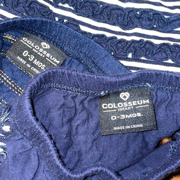 •COLOSSEUM•WEST VIRGINIA RUFFLE TOONS OUTFIT SETS SIZE 0-3 MONTHS EUC/NWOT - Picture 7 of 8